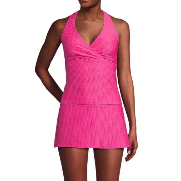 Lands' End Texture Halter Tankini Swimsuit Top - Size: Small Long - NWT - Picture 3 of 9